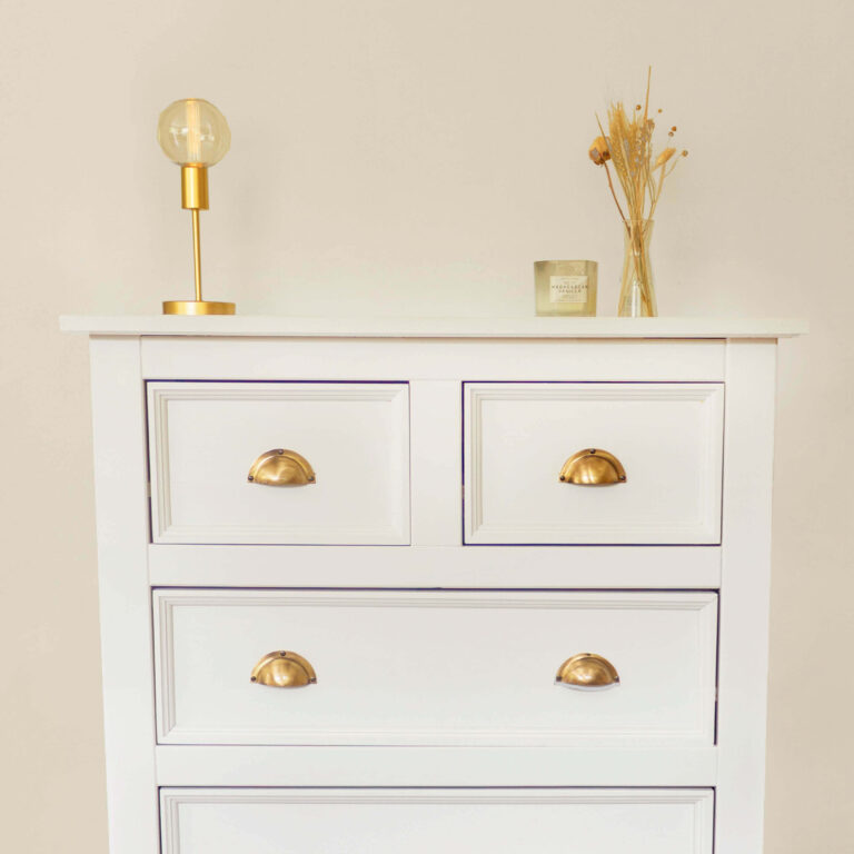 A chest of draws painted in Hopscotch.