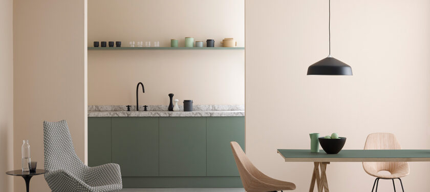 Kitchen ft. walls in Peach Baby and cupboards in Secret Room