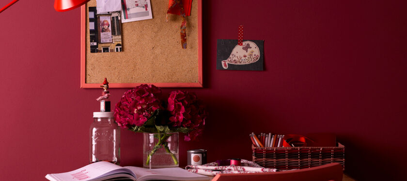 Study ft. walls in Can Can and chair in Riding Hood