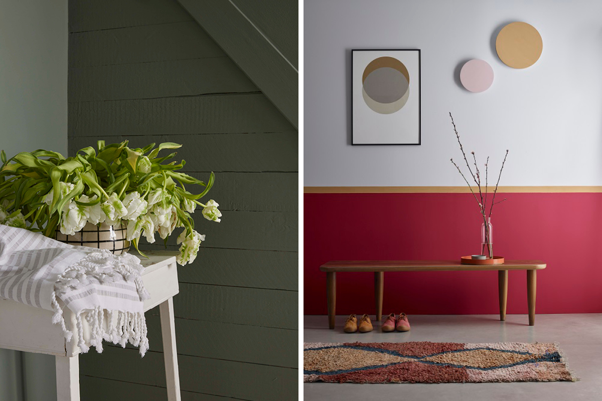 Earthborn Lifestyle emulsion is hardwearing and ideal for hallways. Featuring colours Secret Room and Can-Can