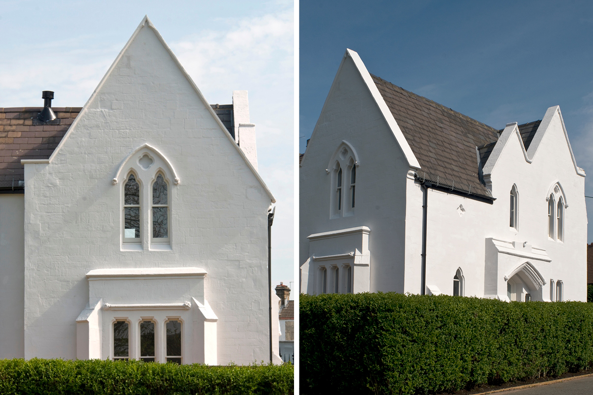 The West Lodge at Paddington Cemetery painted in Earthborn Ecopro Silicate Masonry Paint colour Portland