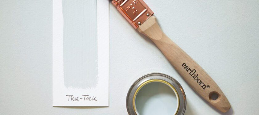 Earthborn moodboard featuring grey paint colour Tick-Tock