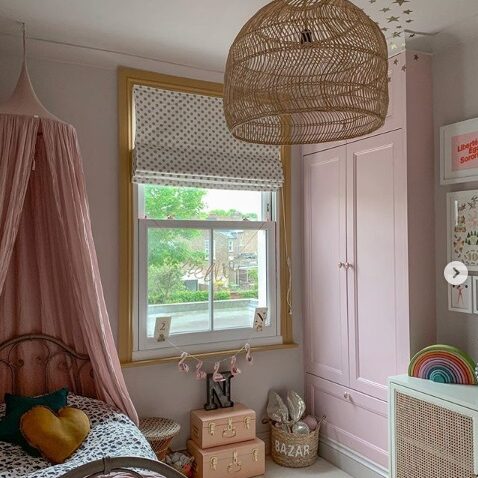 Built in furniture given the upcycle treatment with Paw Print and Rosie Posie.