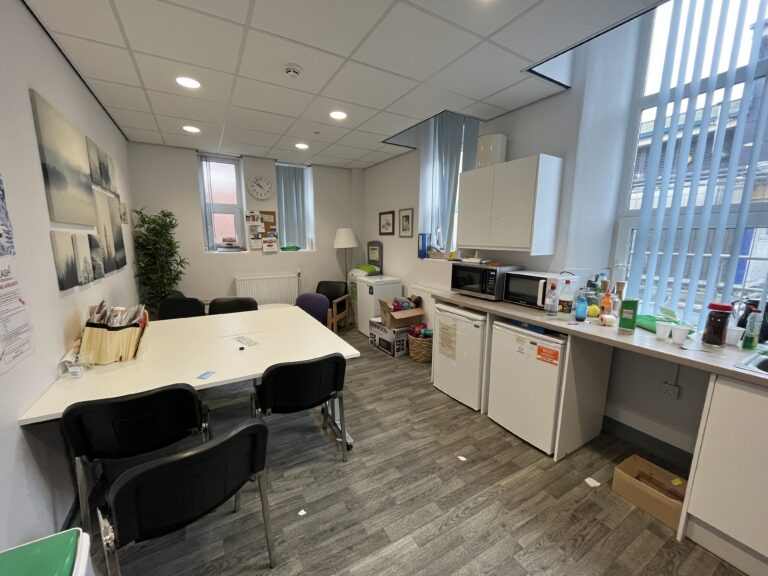 Blackpool Victoria Hospital breakroom and kitchen open plan.