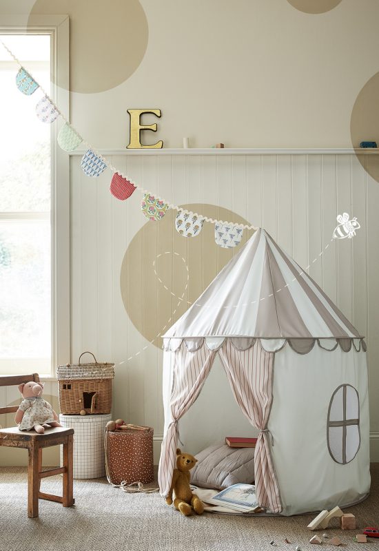 Crocky Road in a nursey in a neutral colour scheme with Straw and Marbles.