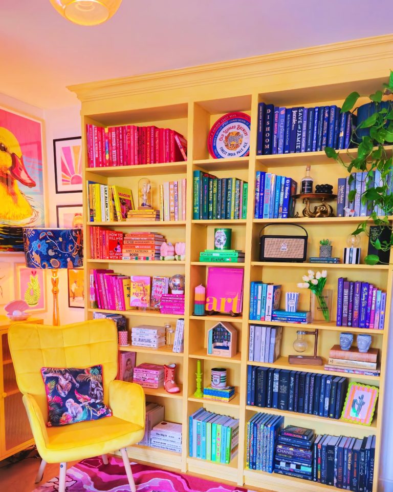 Bookshelf painted in Eco Chic in the colour Humpty Dumpty.